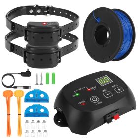 Dog Fence System Pet Containment System with 100 Adjustable Levels 2 Receivers IPX7 Waterproof Rechargeable Underground Fence for Small Medium Large D