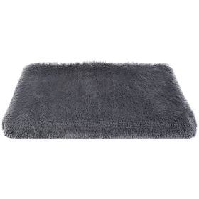 Dog Bed Soft Plush Cushion Cozy Warm Pet Crate Mat Dog Carpet Mattress with Long Plush for S/M Dogs (Option: S)