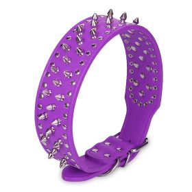 Dog Leather Collar Spiked Studded Pet Dog Collar Adjustable Neck Pitbull Mastiff Collar (Option: PPL_S)
