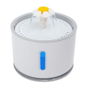 2.4L Automatic Dog Cat Water Fountain Electric LED Pet Flower Water Dispenser Ultra Silent Health Cat Waterer Auto Off Level Window (Option: GRY_US)