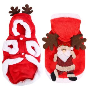 Pet Christmas Clothes Santa Claus Reindeer Antlers Costume Winter Outfit New Year Coat For Small Medium Dogs Cats Available in S/M/L/XL (Option: Red_S)